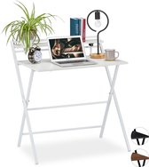 Relaxdays bureau klapbaar - computertafel - ruimtebesparend - tafel - laptoptafel - Wit / wit