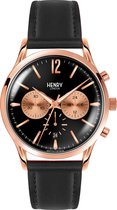 Henry London Heren Horloge Richmond HL41-CS-0042 - leer - zwart - 41 mm