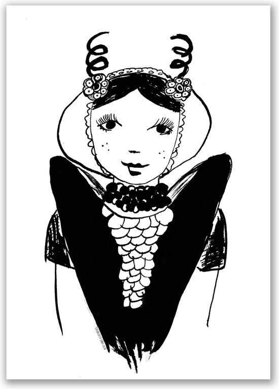 Poster Zeeuws meisje - Axel - zwart wit - A3 poster