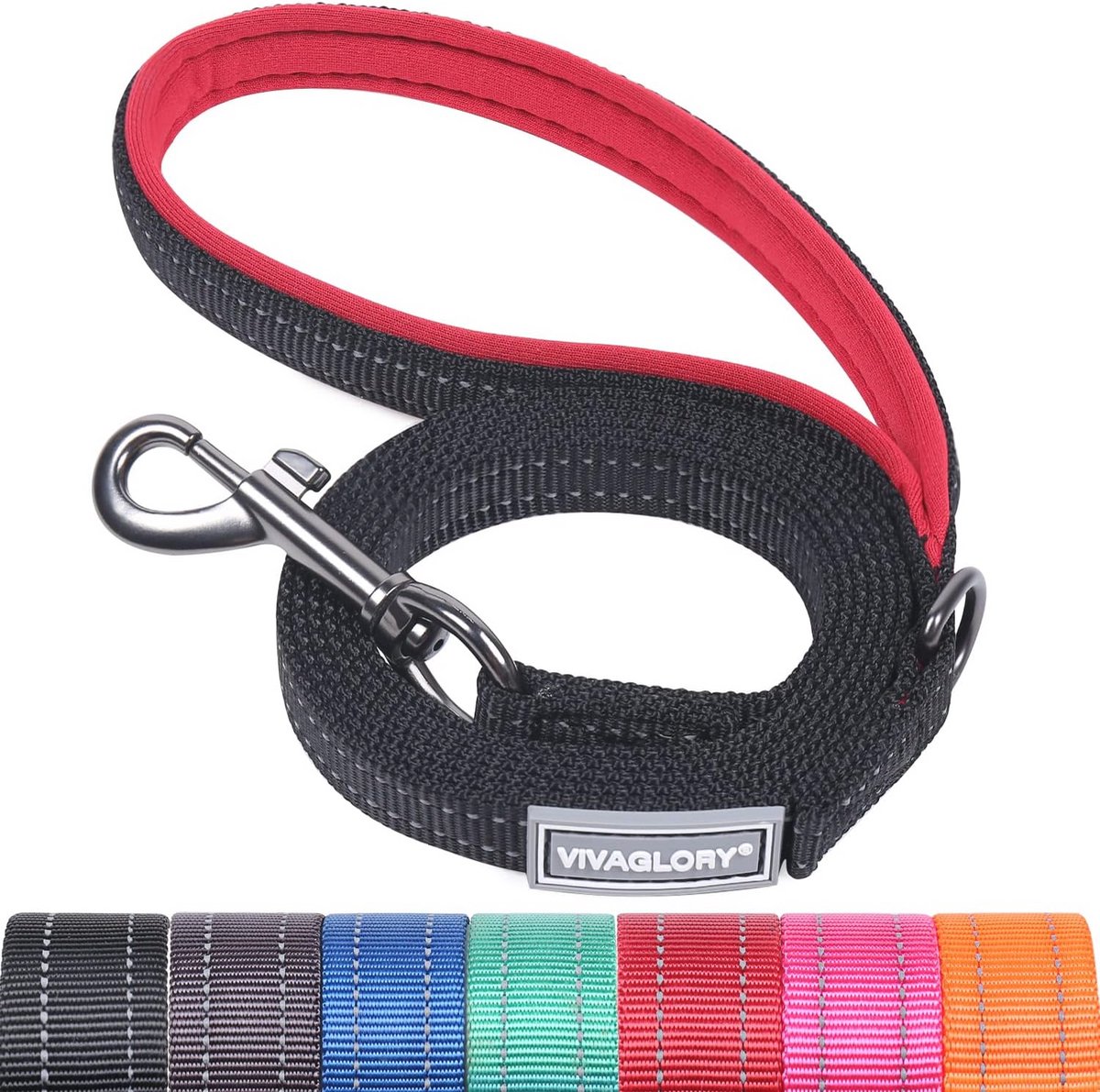 Reflecterende hondenriem met gevoerde handgreep - 1,5 m lange nylon trainingsriem voor kleine en middelgrote honden