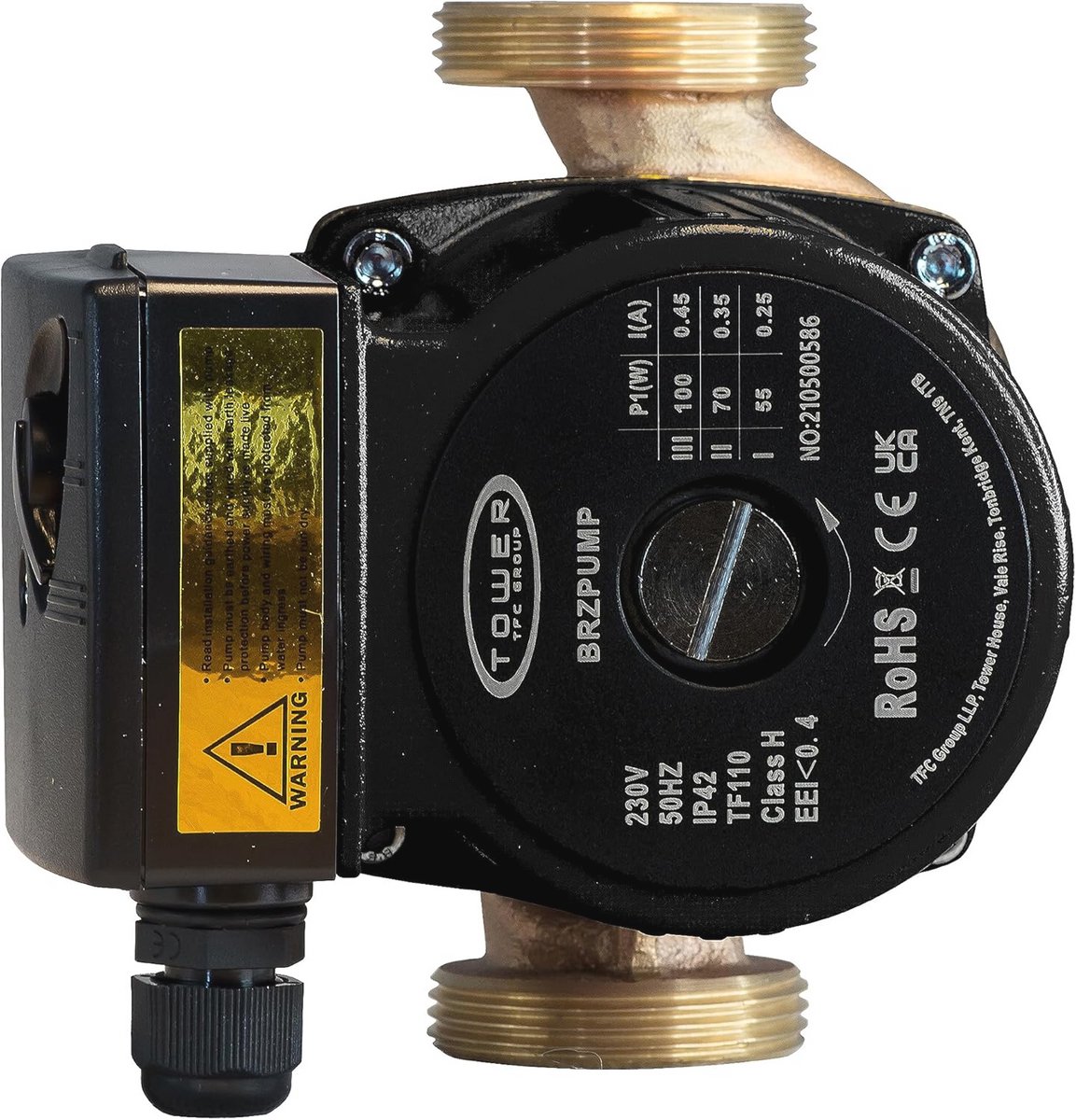 Bronzen secundaire warmwatercirculatiepomp - 6m maximale kop - IP42 - 230V - Centrifugaalpomp met drie snelheden