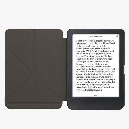 kwmobile e-reader hoesje geschikt voor Kobo Clara BW / Colour hoes - Ereader flip case met standaard - E reader cover van kunstleer - In zwart / beige van kwmobile — afbeelding 4