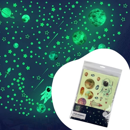 Glow phosphorescents - Étoiles lumineuses - Planètes - Astronaute - Stickers muraux - Chambre - Chambre d'enfant - Chambre de bébé