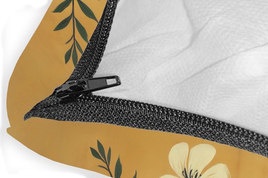Coussins Coussins décoratifs - Oreillers de salon - 45x45 cm - Feuilles - Bouquet - Fleurs - Jaune
