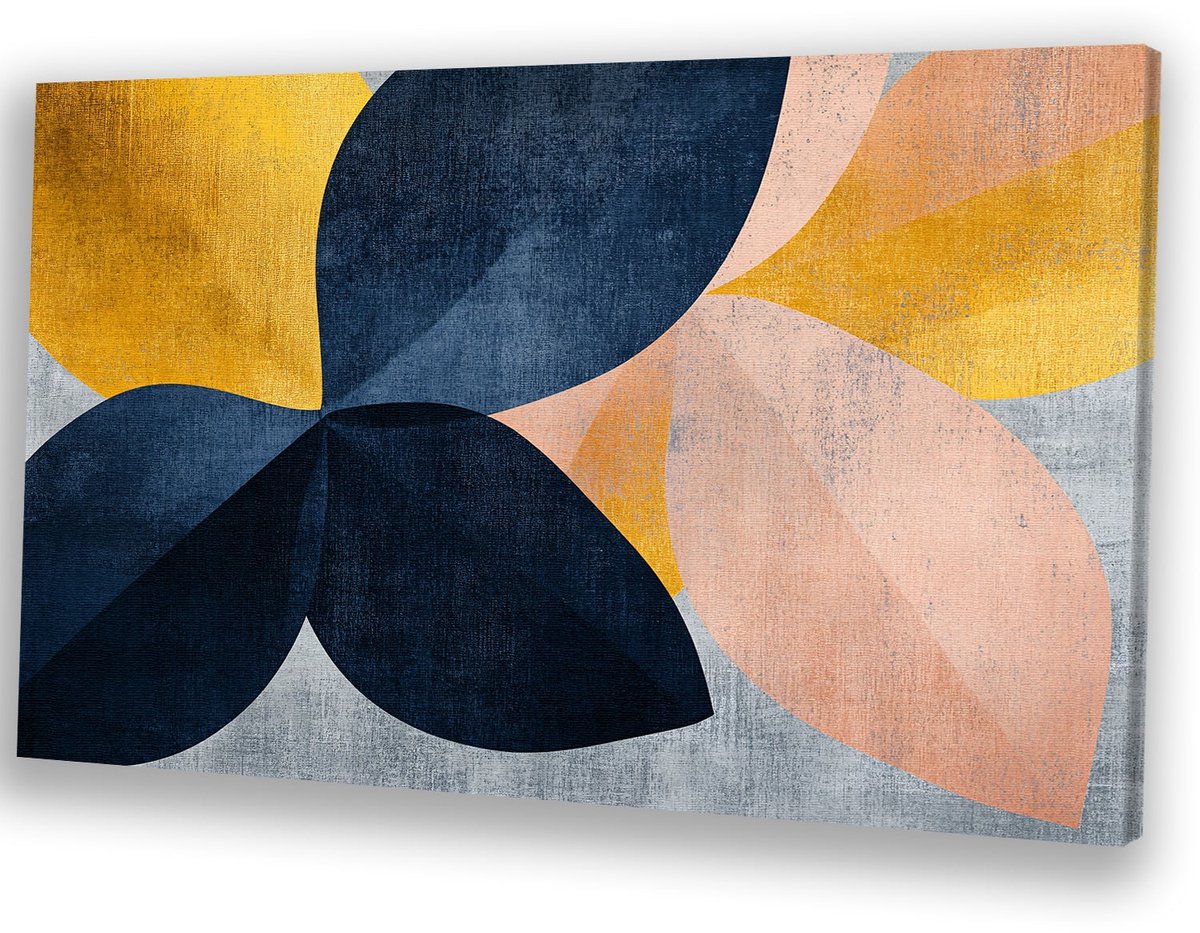 Abstracte bloem in zachte kleuren - Bloem muurdecoratie - Kunstwerk blaadjes - Abstracte k