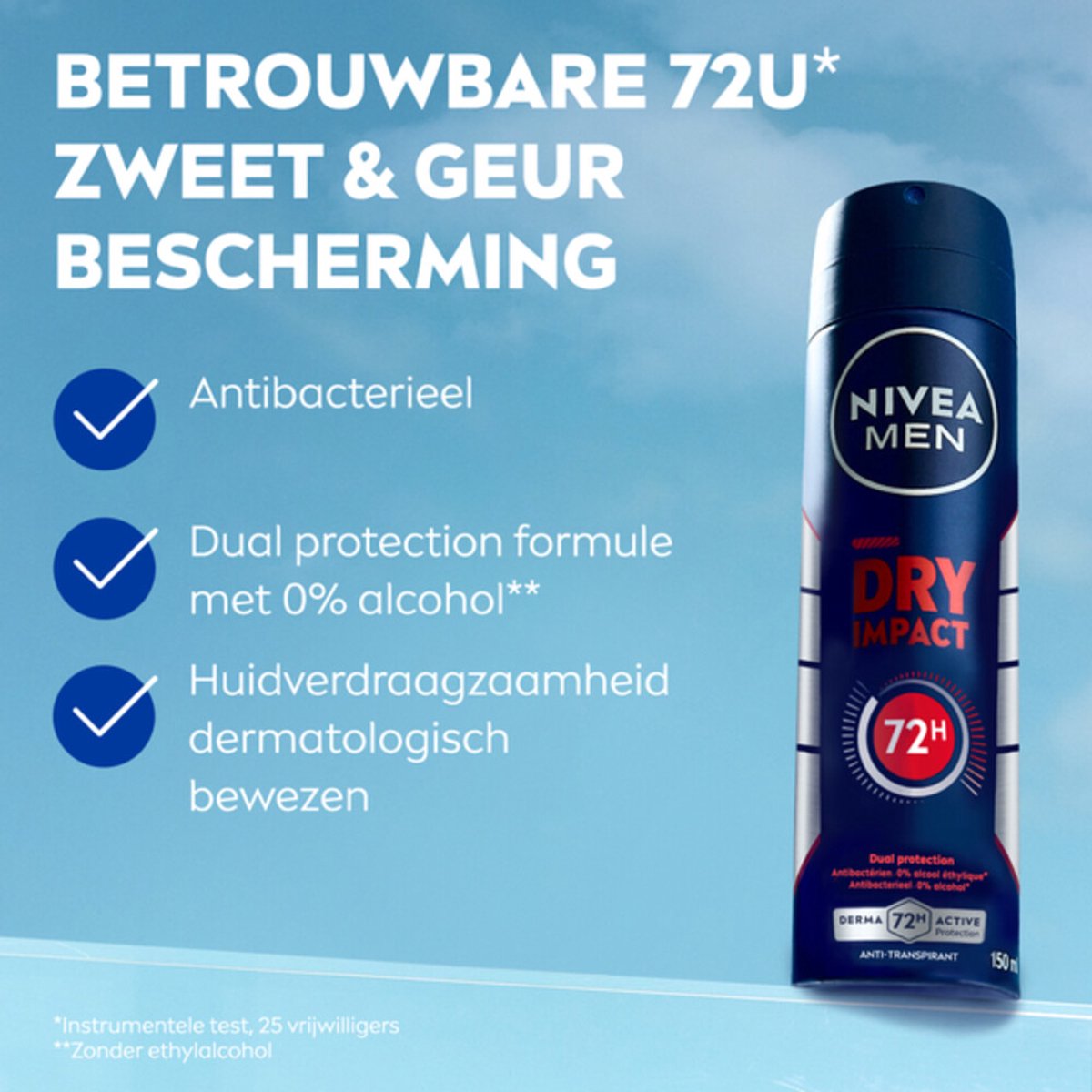 NIVEA Men Deodorant Spray Dry Impact - 3 x 150 ml - Voordeelverpakking