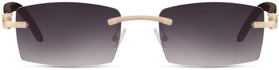 Zonnebril rechthoekig - Zonnebrillen - Festival bril - Rave bril - Glasses - Goud - Zwarte glazen van Merkloos — afbeelding 3