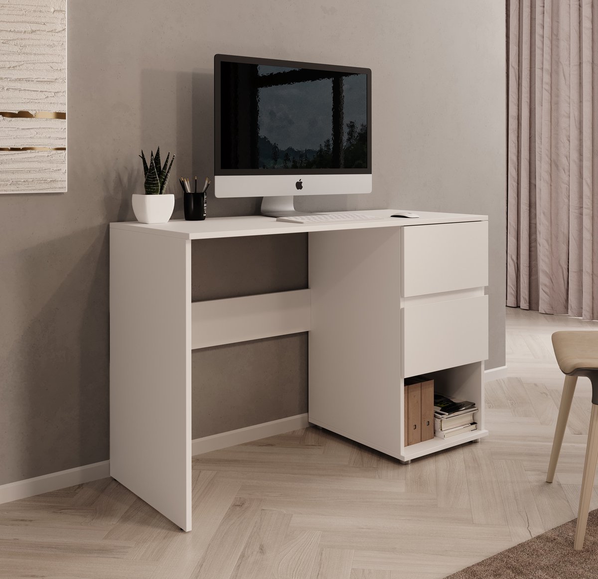 Meubella - Bureau Brussel - Wit - 115 cm