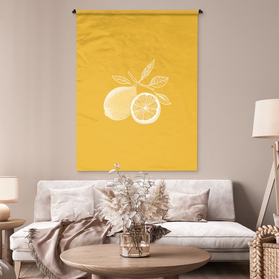 Tapisserie murale 120x160 cm - Citrons - Illustration - Minimaliste - Jaune - Tapisserie - Tapisseries