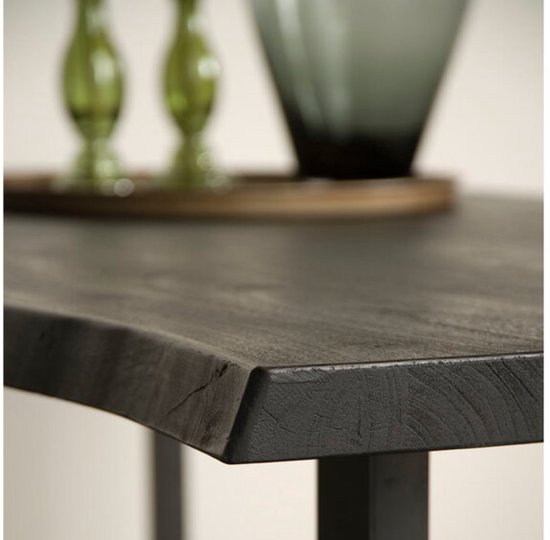 Table à manger Sovana plateau tronc d'arbre bois d'acacia 240x100 cm - Zwart