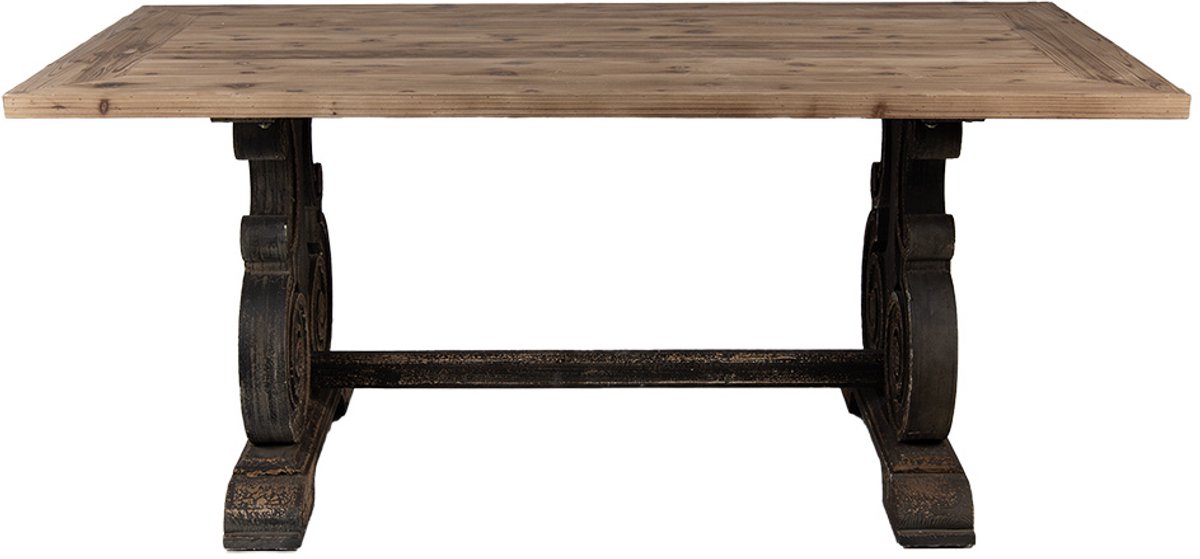 Clayre & Eef Eettafel 180x90x78 cm Bruin Zwart Hout