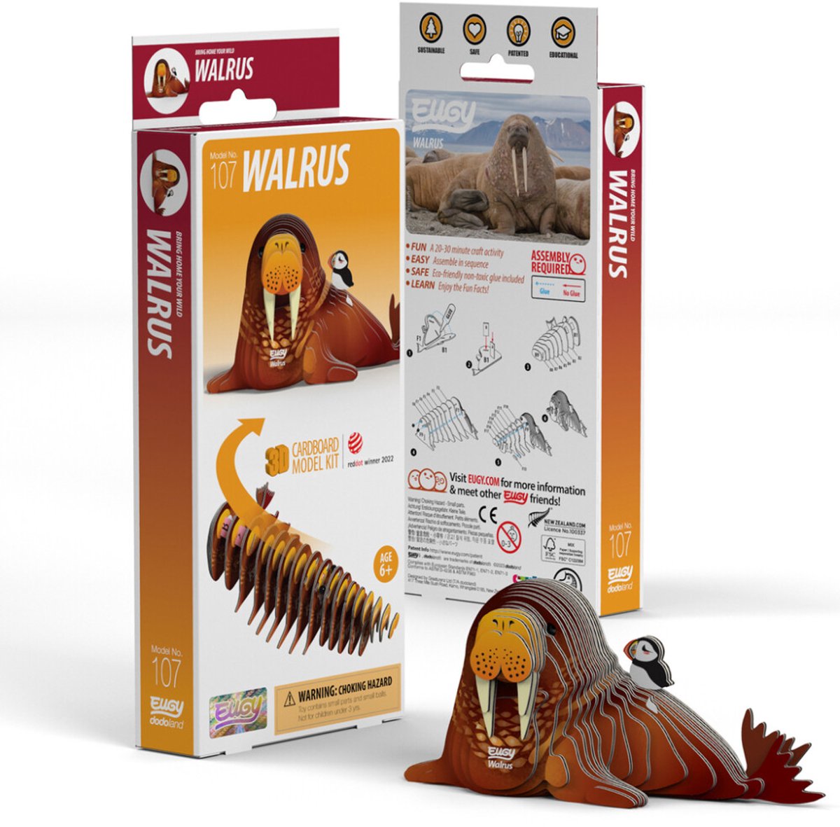 EUGY 3D Puzzel - Walrus - Zeedieren - Duurzaam - Verzamel Ze Allemaal - 6 Jaar