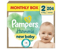 Pampers Harmonie Luiers Maat 2 - 204 Luiers - 4kg-8kg