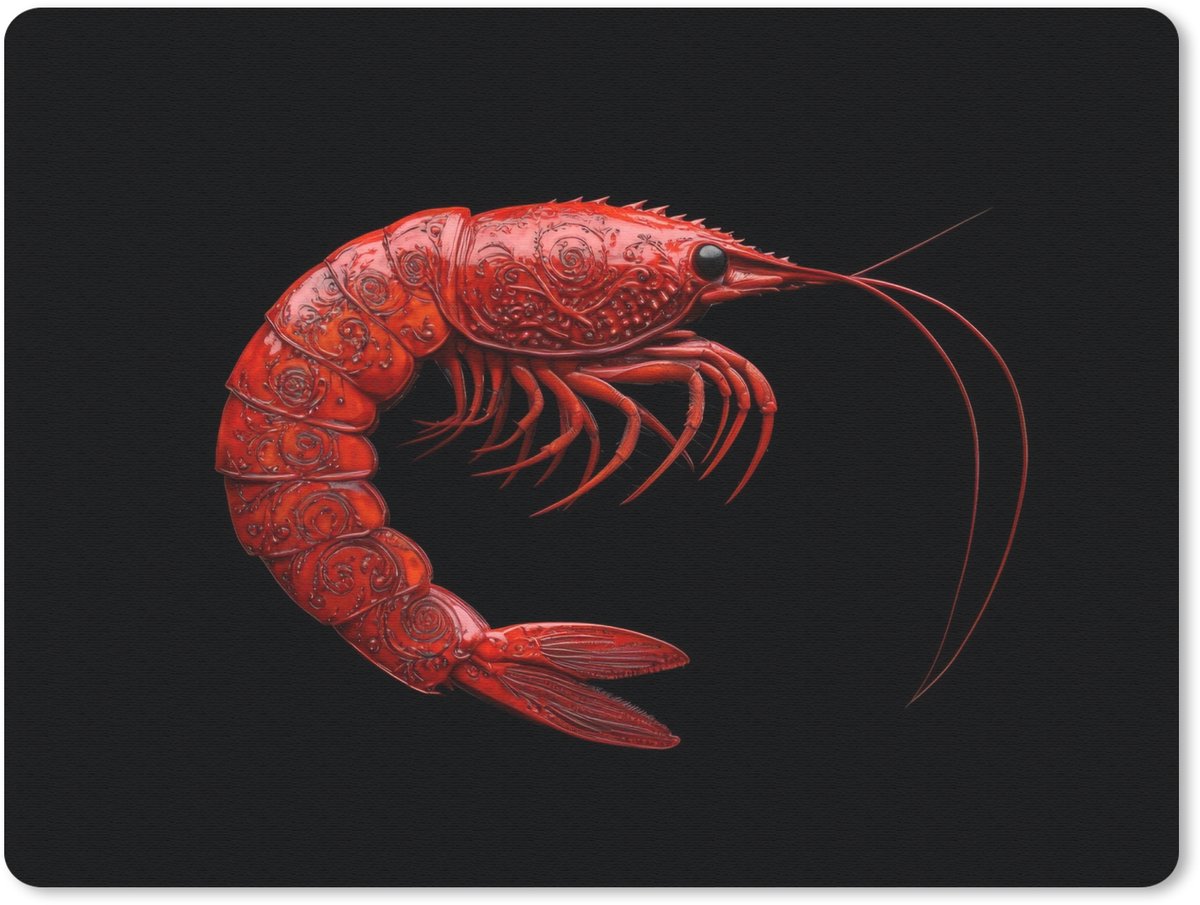 Muismat 23x19 cm - Mousepad Garnaal - Rood - Dieren - Muismatten