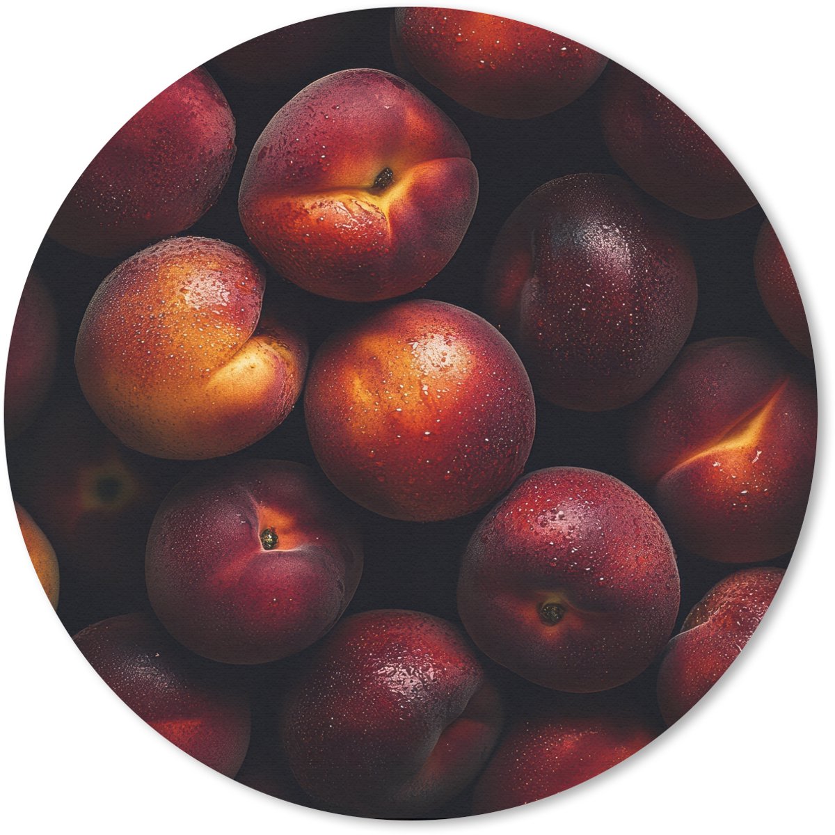 Muismat rond 40x40 cm - Mousepad Fruit - Close up - Nectarines - Ronde muismatten