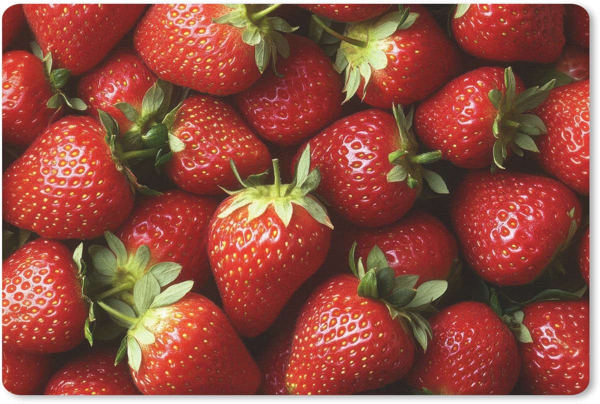 Muismat 27x18 cm - Mousepad Aardbei - Fruit - Rood - Muismatten