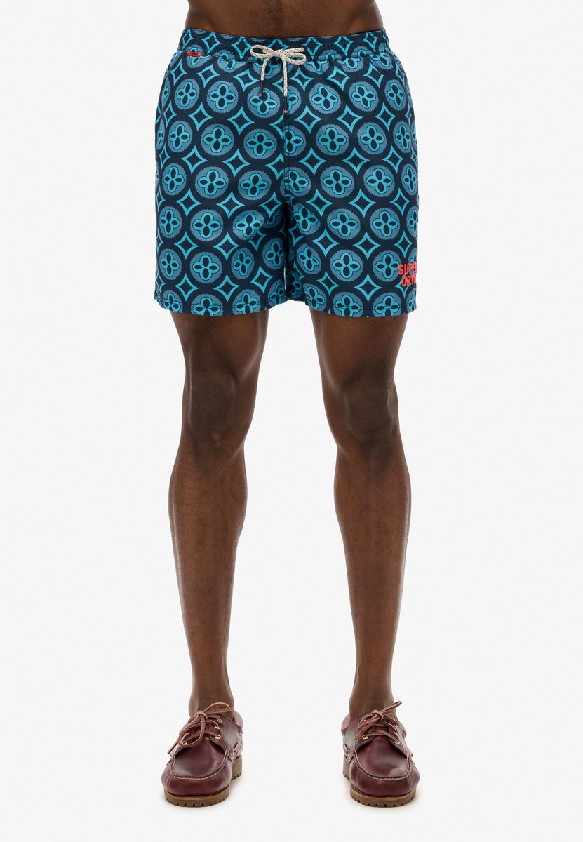 Superdry Zwemshort van 43 cm met tegelprint Heren Zwembroeken Blauw
