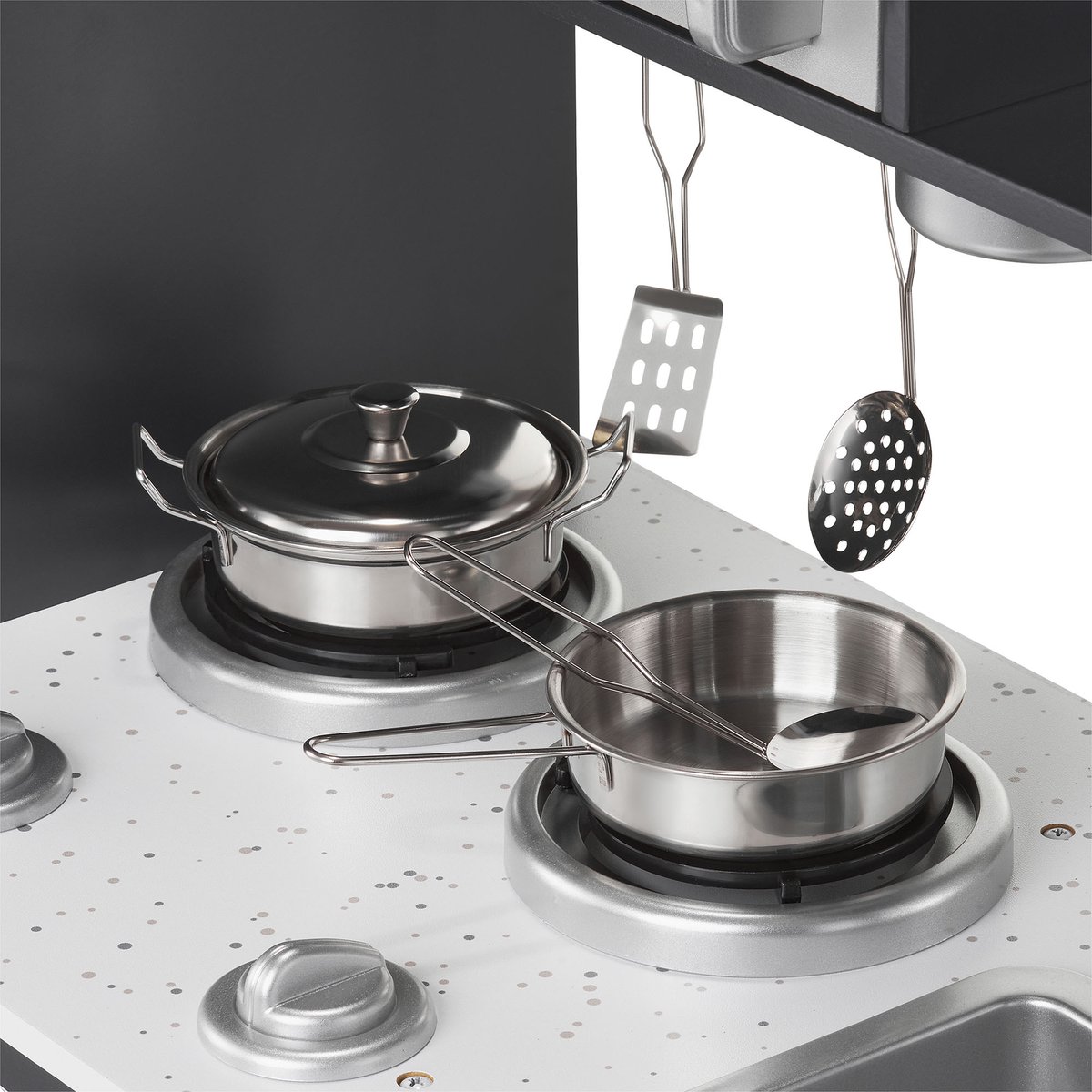 Keukentje Mamabrum XL Speelgoed houten speel keuken kinderkeukentje Speelkeuken eten speelgoedkeukentje Met accesoires pannen keukengerei set speelkeukentjes en toebehoren koken keukenschort keukenset kinderen voor ook 2 jaar, Hout, Grijs — afbeelding 18