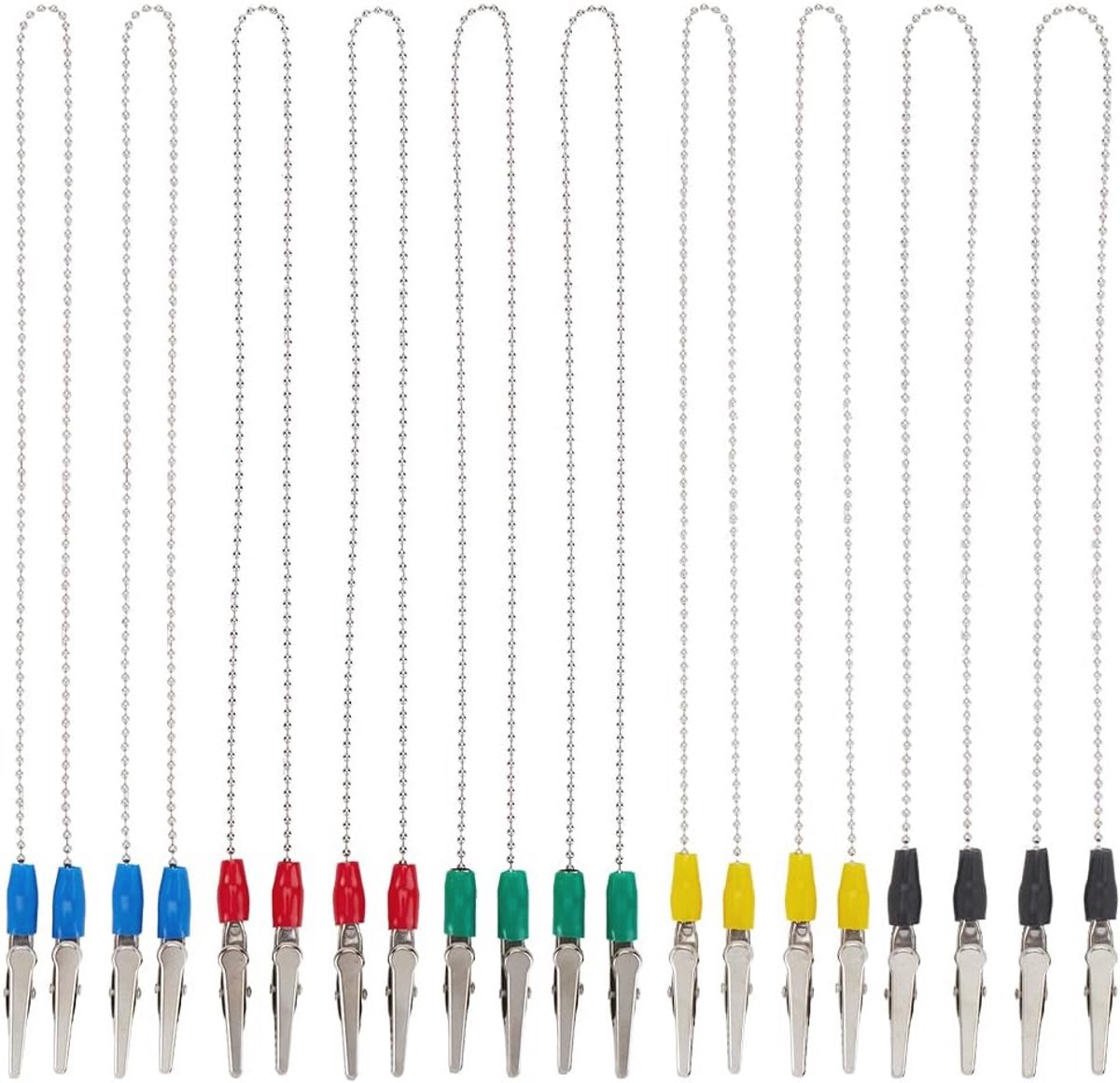 Servet Clips Met Bal Ketting - 10 Stuks in 5 Kleuren - Voor Eten en Schorten