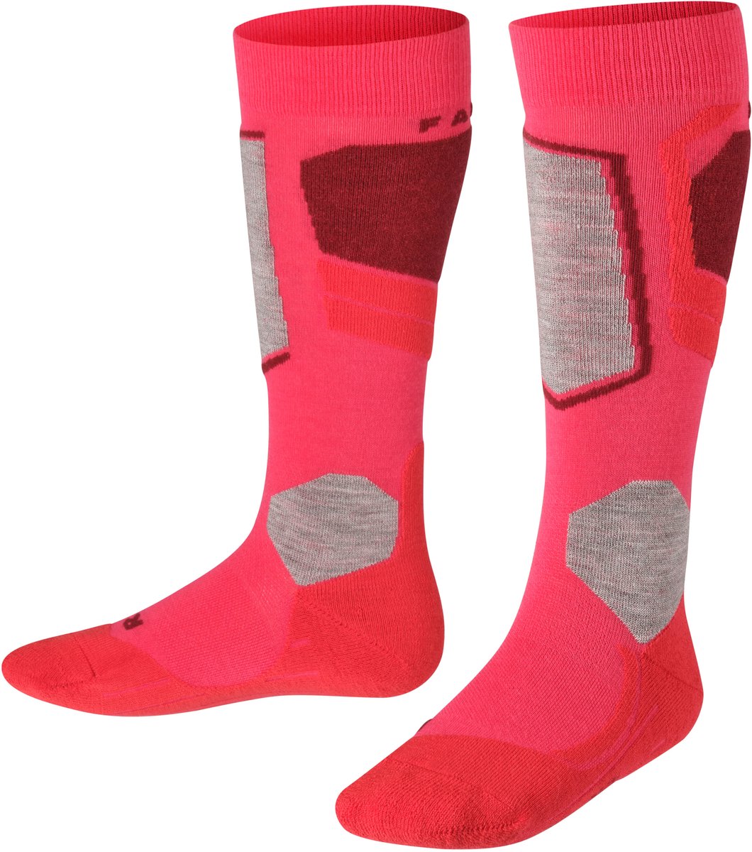 FALKE SK4 warm dun wol functioneel materiaal skisokken kinderen Rood