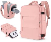 Somstyle Reis Rugzak - 45 x 36 x 20 CM - Handbagage Tas met Schoenenvak - Schooltas - Met USB-Oplaadpoort - Geschikt voor 14 Inch Laptop - Roze