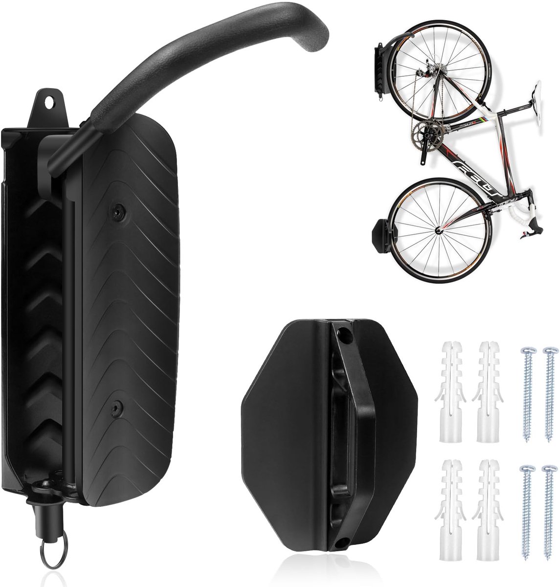 Ibenzoa® Fietsen Wandmontage Houder met Draaifunctie voor Ruimtebesparing in Garage en Huis