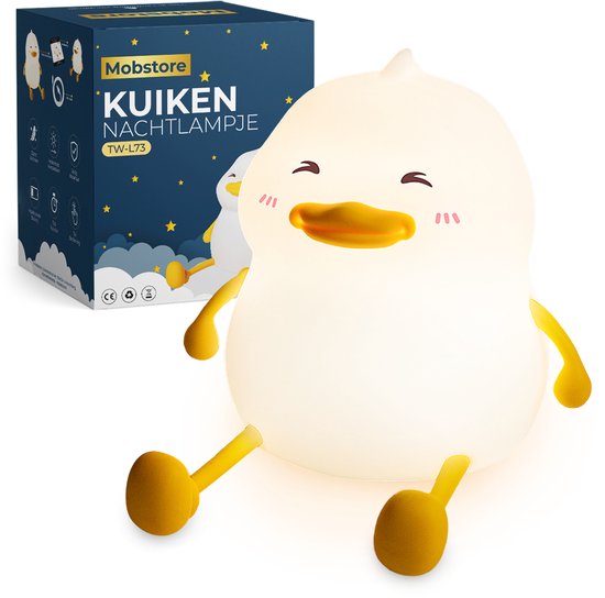 Foto: Oplaadbaar nachtlampje kinderen kuikentje touchbediening tijdfunctie wake up light kinder nachtlampje slaapkamer nachtlampje kinderen dimbaar draadloos nachtlampje baby bedlampje