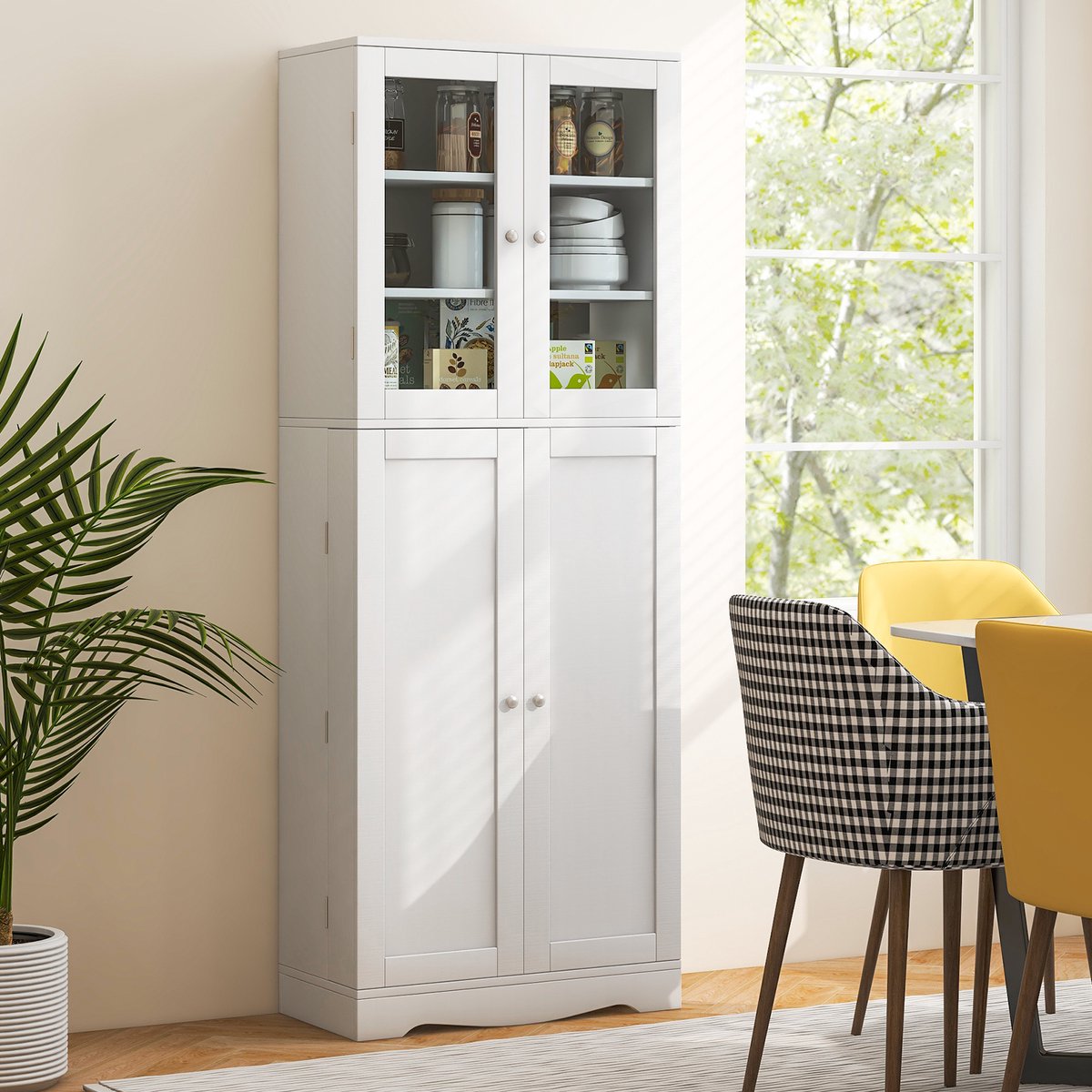 COSTWAY Dressoir, Keukenkast, Wijnkast, Buffetkast Met Lade En Deuren Opbergkast Met Verstelbare Plank Voor Keuken Moderne Consoletafel Eetkamermeubels 88 X 30 X 70 Cm