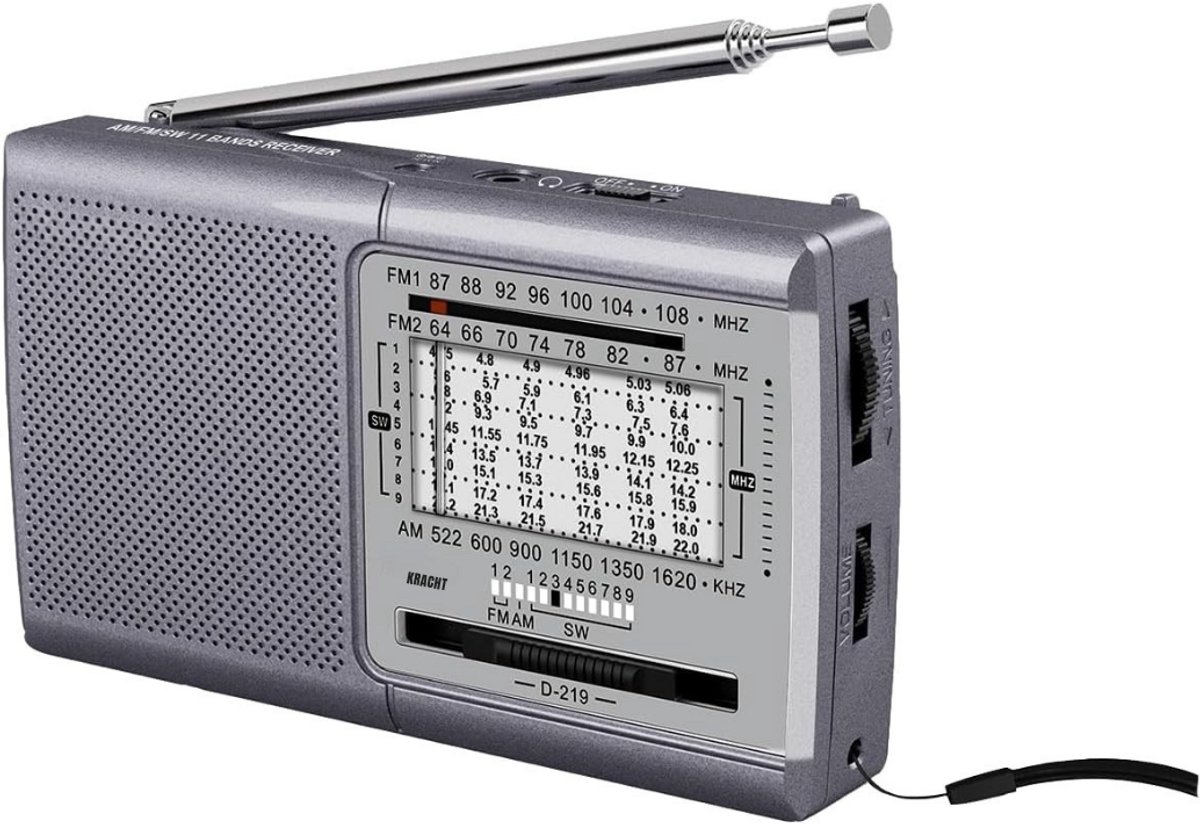 GTB® Transistor Radio Op Batterijen - Transistor Radio - Transistor Radio met Netvoeding - Grijs - 13cm x 3cm x 8cm