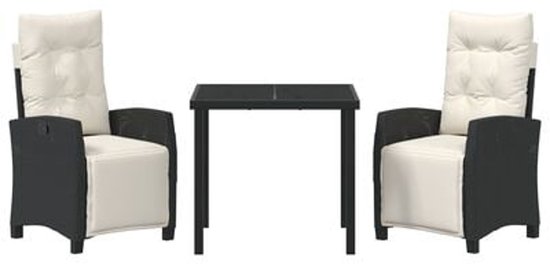 vidaXL - Ensemble de jardin 7 pièces - en - noir - poly - rotin