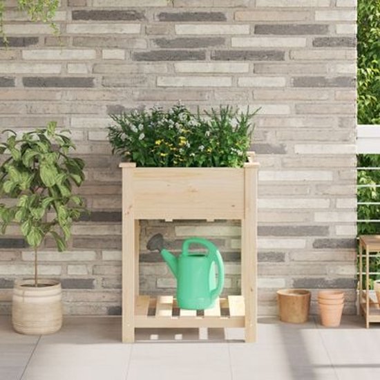 vidaXL - Jardinière de jardin - avec étagère - 60 x 60 x 76 cm - Bois de pin Massief