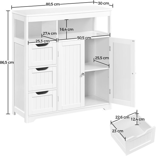 FURNIBELLA - Hangkast, wandkast met één deur, badkamerkast, keukenkast, medicijnkastje