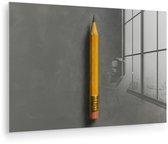 MuchoWow® Glasschilderij 180x120 cm - Schilderij acrylglas - Potlood - Schilderij - Geel - Foto op glas - Muurdecoratie woonkamer - Wanddecoratie slaapkamer - Schilderijen