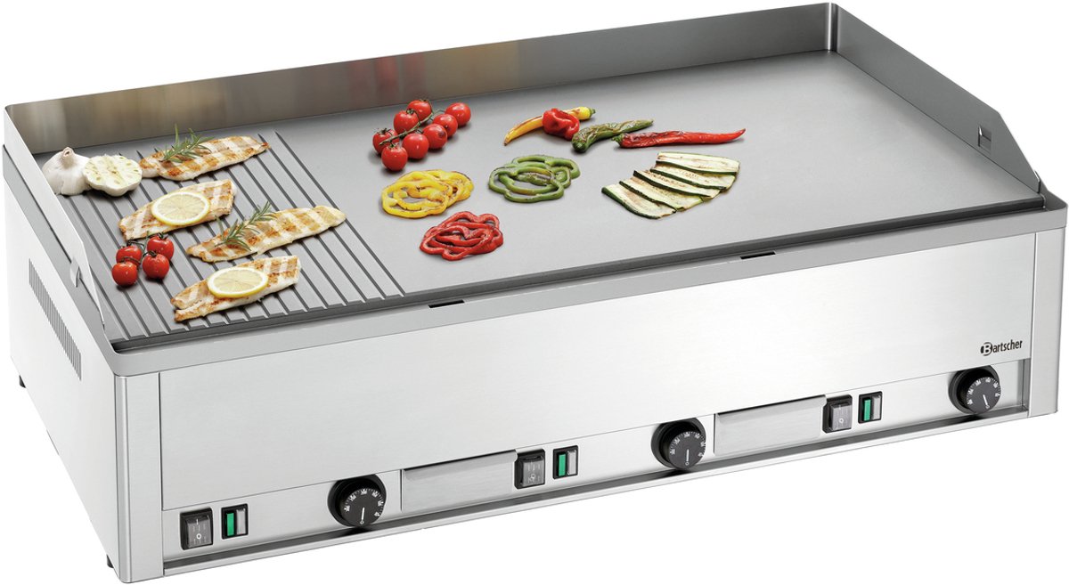 Bartscher Bakplaat GDP 980E-GR - 2/3 Glad & 1/3 Geribbeld - 400V - 980x535x290mm