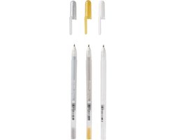 Gelpen sakura gelly roll 3 kleuren goud-zilver-wit – 6 stuks