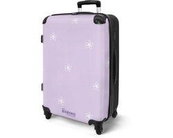 NoBoringSuitcases.com NoBoringSuitcases.com® - Koffer groot - Rolkoffer lichtgewicht - Paars met witte bloemetjes - Vakantie reiskoffer met 4 wielen - Ruimbagage medium met TSA slot
