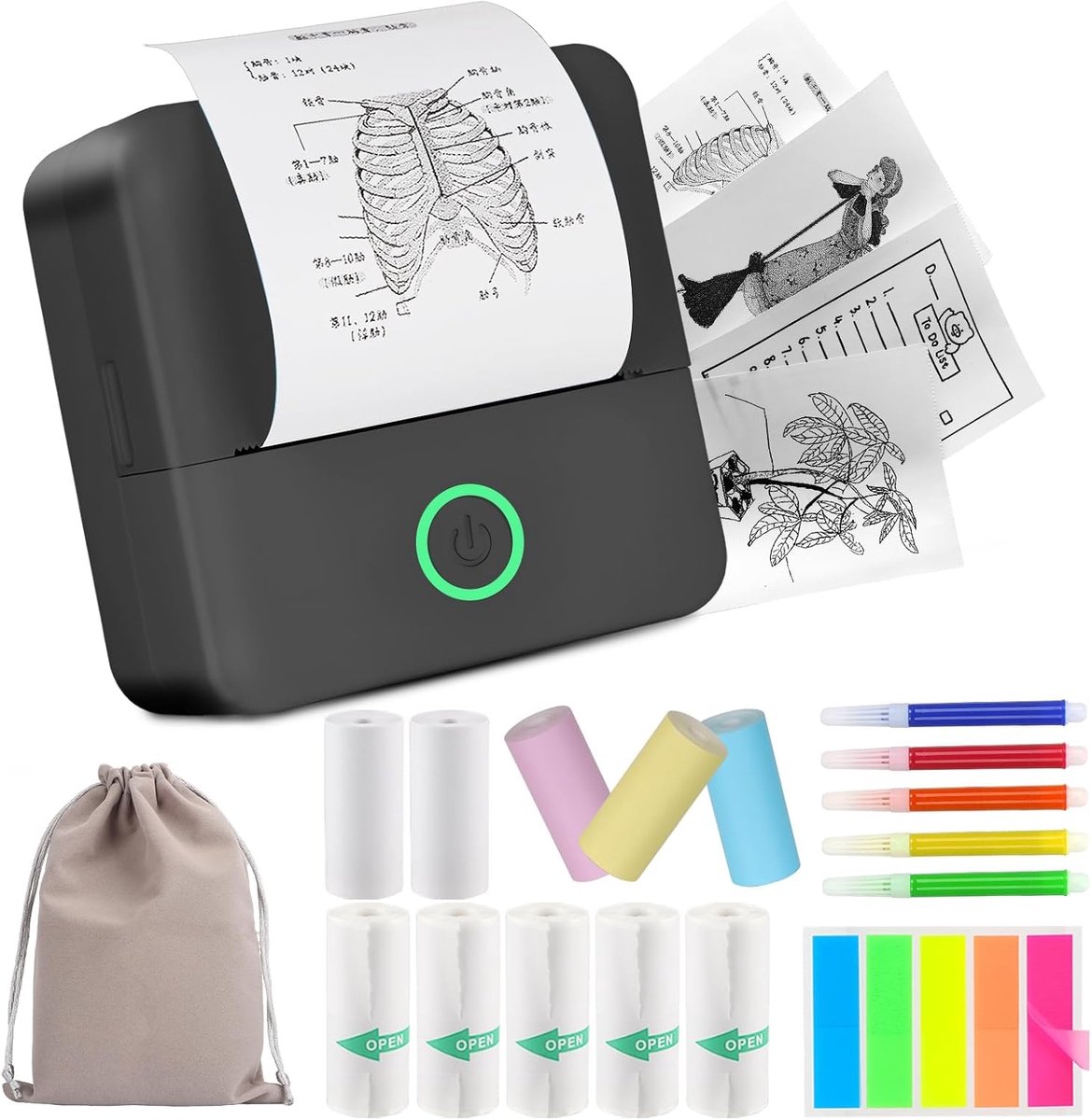 Draagbare Inktloze Bluetooth Miniprinter voor iOS & Android met Thermisch Papier