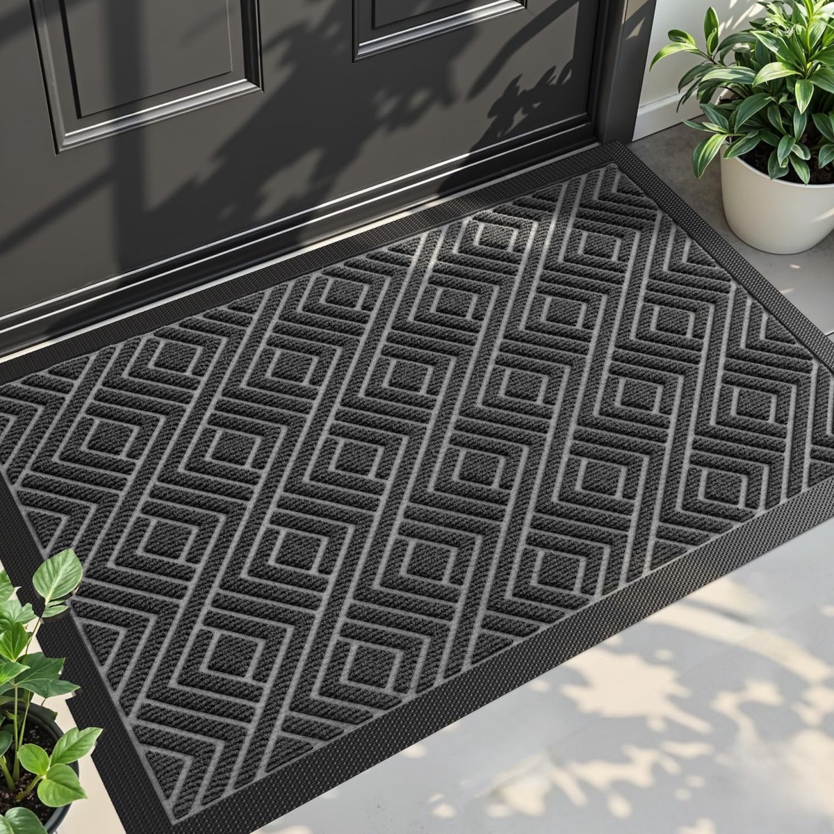 Unyqoos ® Grijze Antislip Vuilvangmat voor Binnen en Buiten, 60 x 90 cm, Eenvoudig Onderhoud grijs