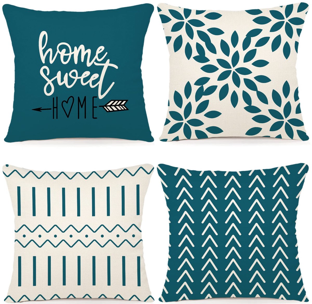 Unyqoos ® Elegante Set van 4 Linnen Kussenslopen voor Sierkussens en Zitcomfort in Huis en Tuin blauw