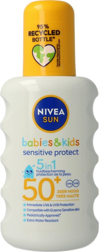 NIVEA SUN Babies & Kids Sensitive Zonnebrand Spray SPF 50 - Zonnebrandcrème voor Gevoelige huid - 200ml