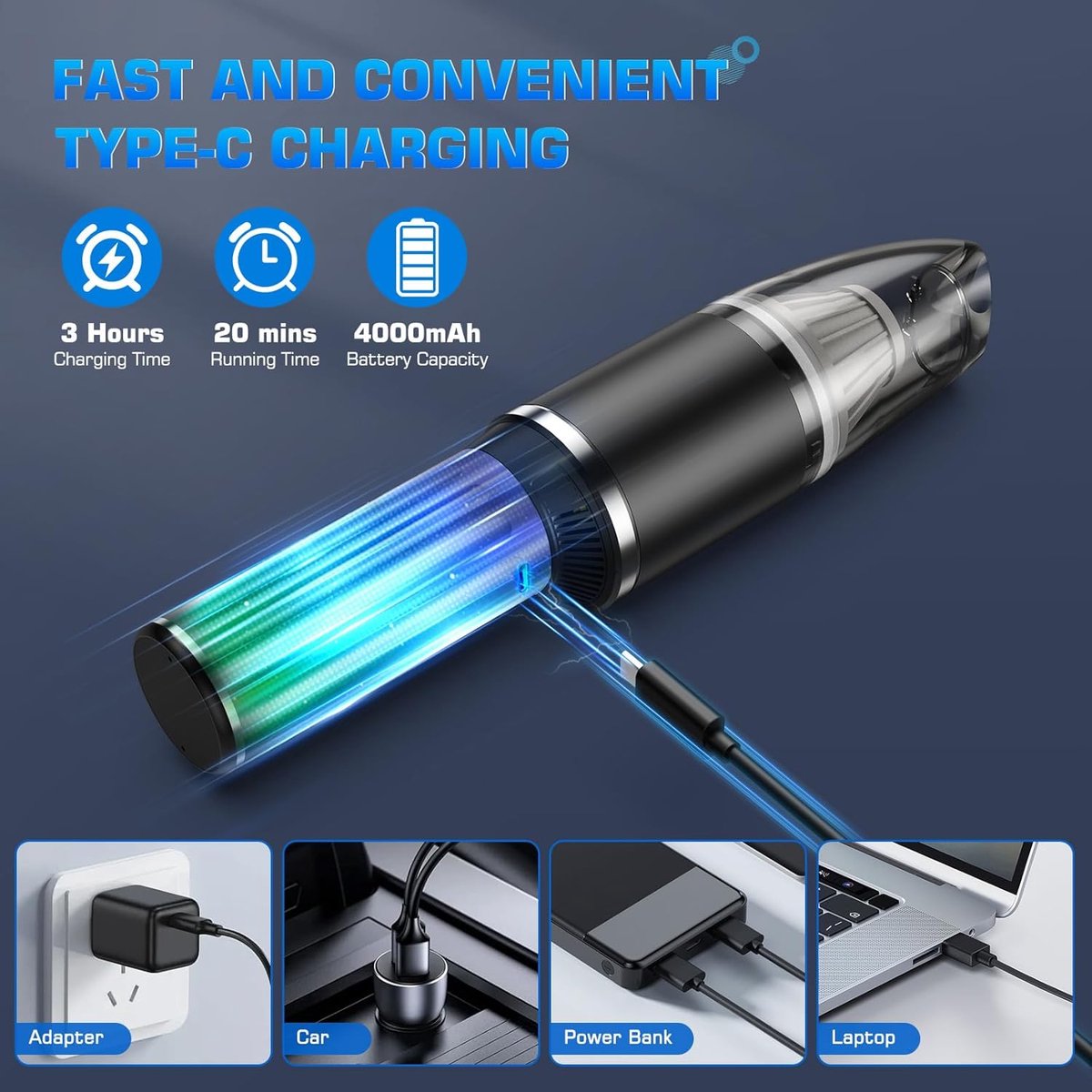 Kruimeldief Snoerloos Handstofzuiger met Extreme Zuigkracht - afbeelding 3