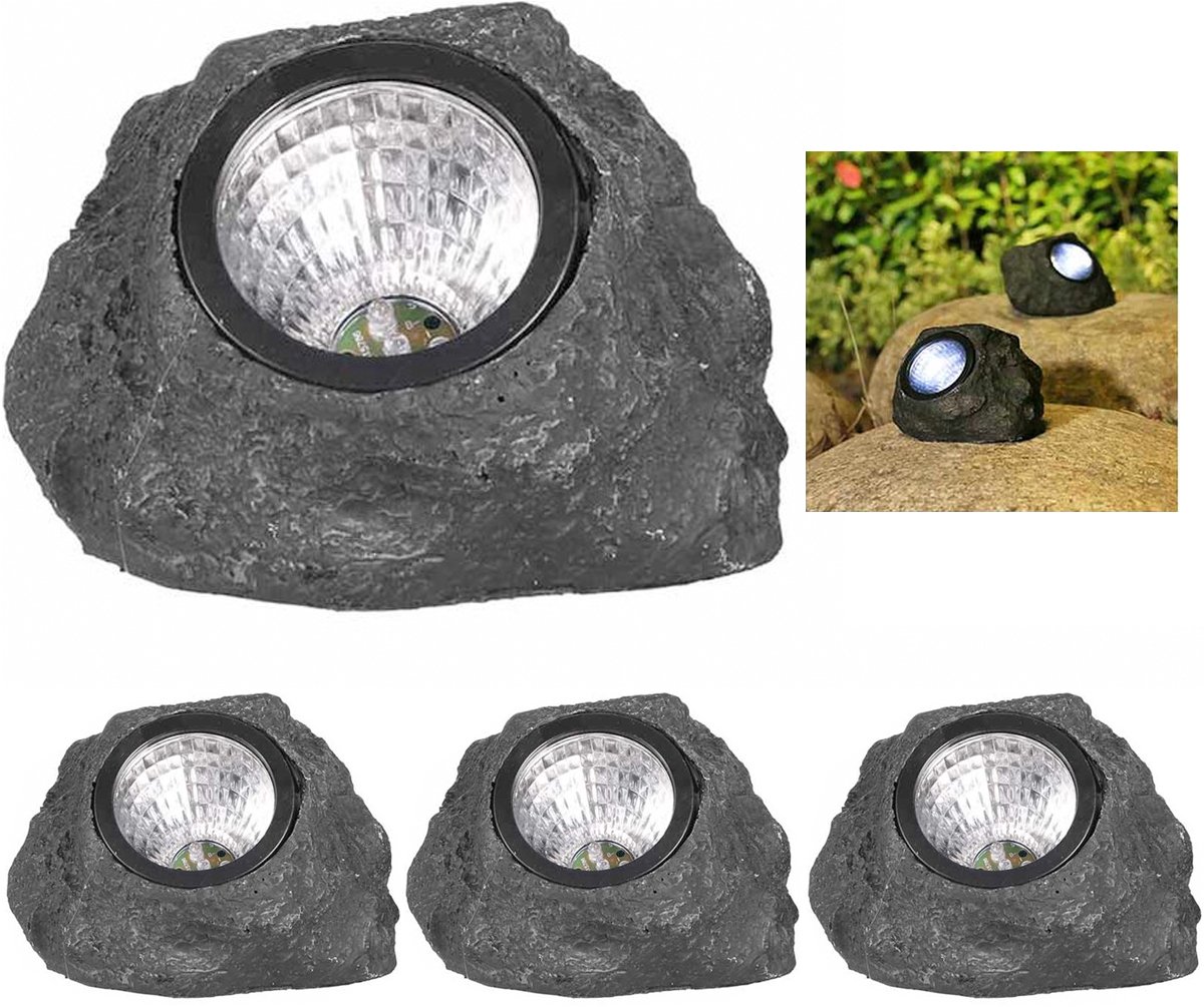 Solar Grondspots-4LED lichtkrale（4stuks)-gesimuleerd gesteente-Geen montage vereistn-Zonne-decoratie Lamp-6-12 uur in de grond verlichting -Tuin Staak Licht-Grondverlichting-Zonne-verlichting Buiten Grond Pad Lichten Zonne