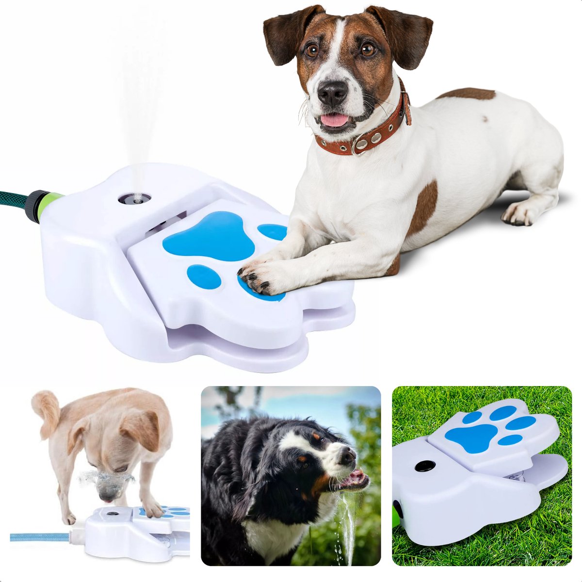 Cheqo® Honden Waterfontein Met Pedaal - Verkoeling Zomer - Fontein voor Honden - Tuinslang Speelgoed - Inclusief EBOOK