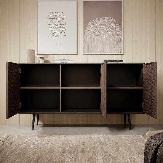 Meubella - Dressoir Pedro - Donker eiken - Zwart eiken - 150 cm