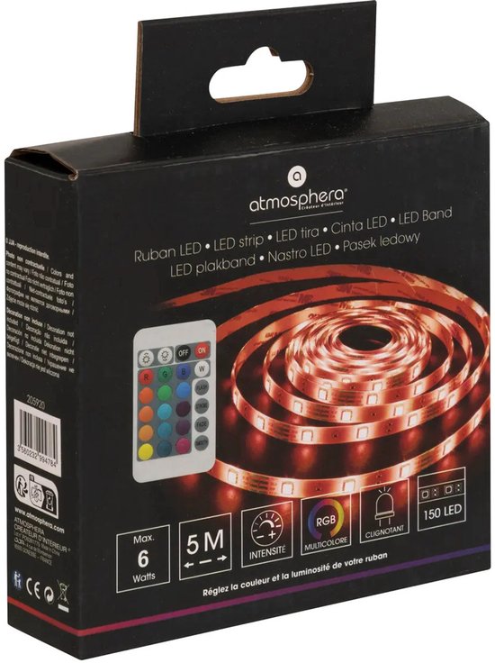 Atmosphera LED Strip met afstand bediening - 500 cm - op batterij - gekleurde of witte lampjes - slaapkamer - podium van Atmosphera — afbeelding 3