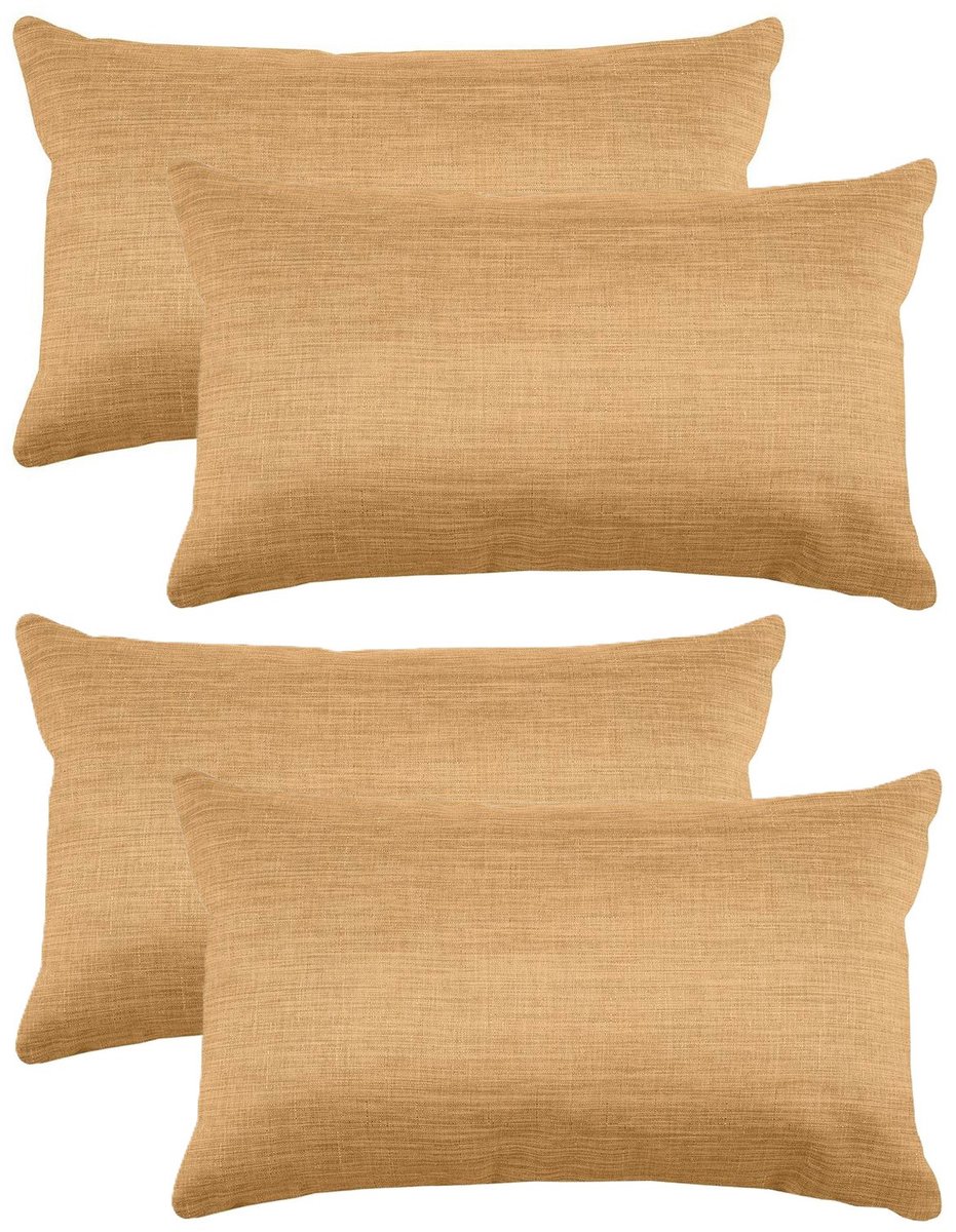 Stof Textile sierkussen Bea - 4x - camel - 30 x 50 cm - bank kussens - zitkussens - binnen/buiten - polyester