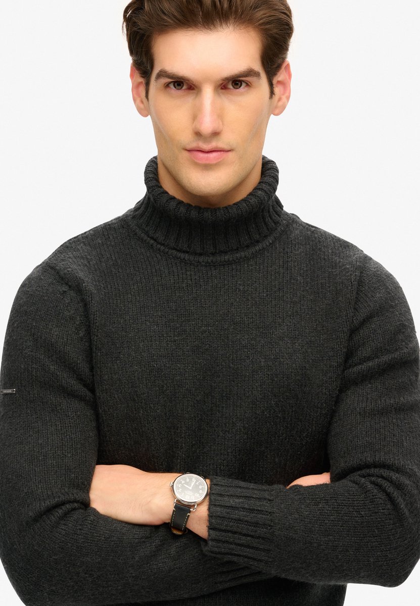 Superdry Geborstelde coltrui Heren Sweaters Zwart