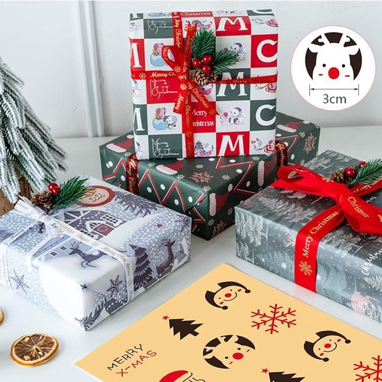 Kerst Inpakpapier Gift Verpakking Kerstboom Sneeuwvlok Eanden Patroon Craft Papier voor Kerstfeest Feestelijke Decoraties