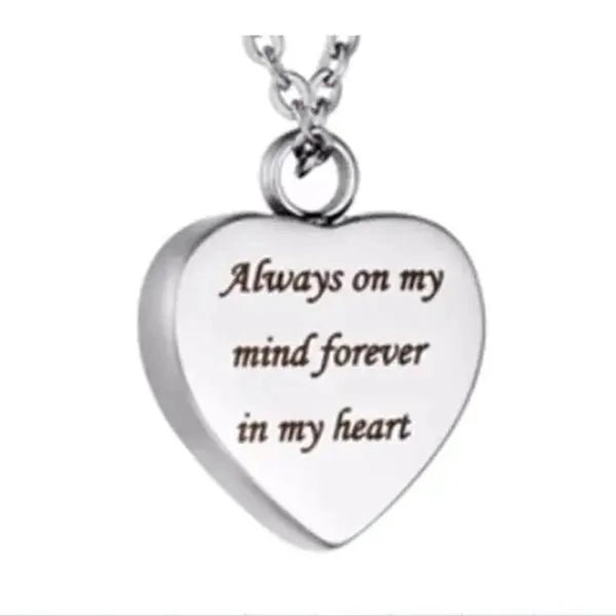 Aramat Jewels | Gedenkhangers | Stalen Ashanger Hart Always by My Side – Zilverkleurig 316L Gedenksieraad | Always in my heart-Paars-2.5x1.8cm | |20mm | Staal | Volwassenen | Verkleurd niet
