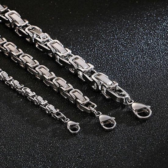 Soul-Cats Koningsketting halsketting van roestvrij staal, met of zonder armband; kleur: zilver, 9 mm, Roestvrij staal, Geen edelsteen